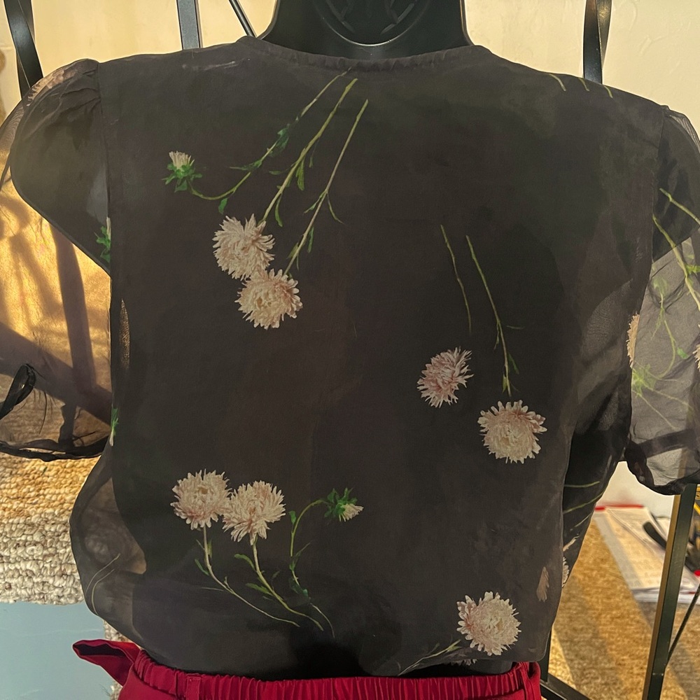 Madewell Sheer Black Floral Blouse